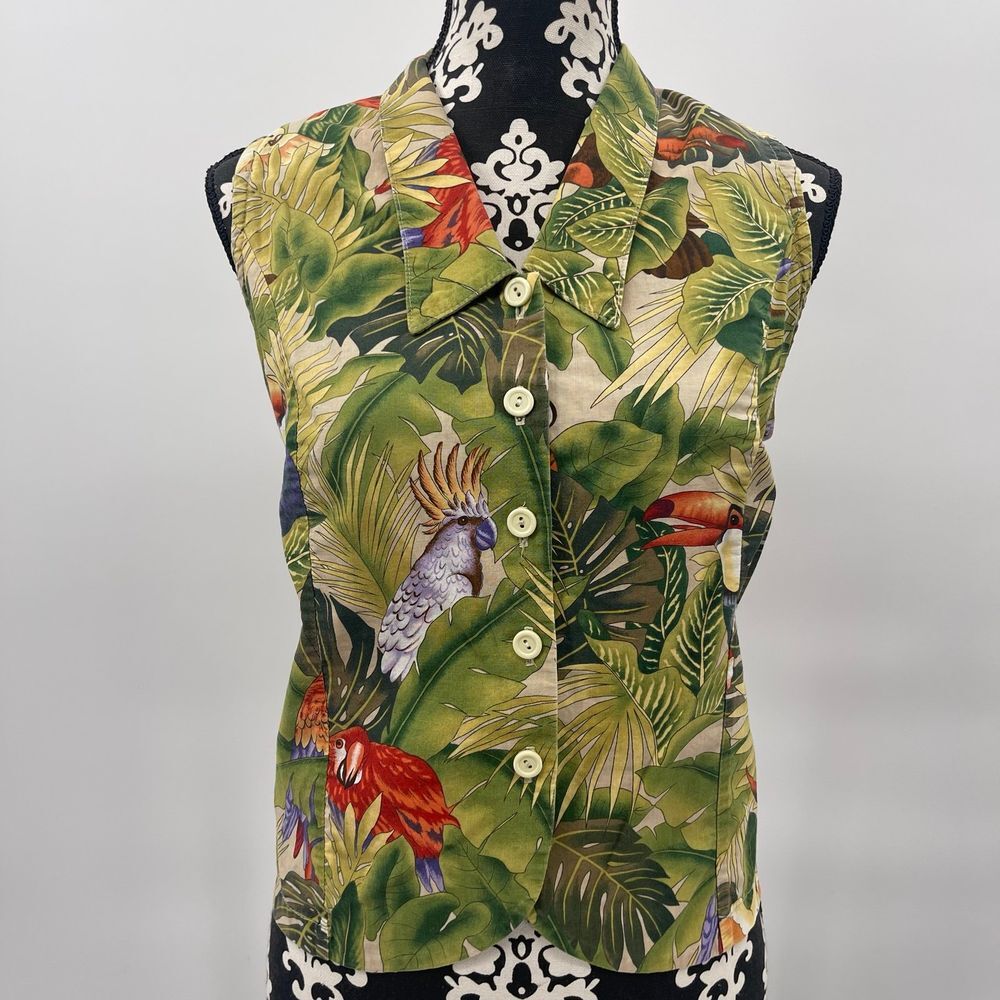 Womens key west hand print fashions parrot sleeveless tank top